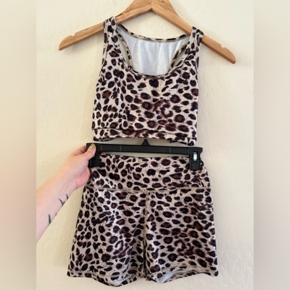 Leopard Print Crop Top and Skirt Set